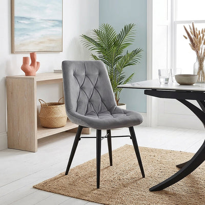 Silla Terciopelo Metal - Roxy Gris