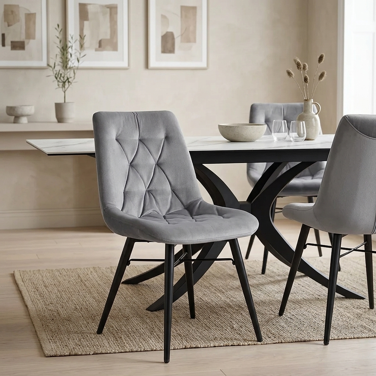 Silla Terciopelo Metal - Roxy Gris