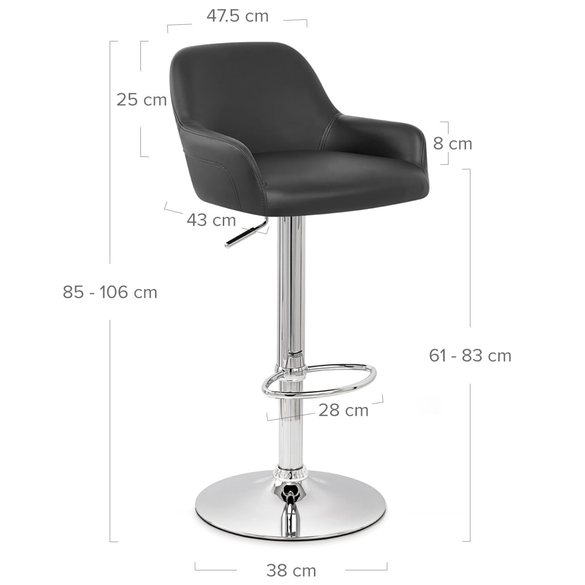 Taburete Polipiel Cromo - Sassi Negro