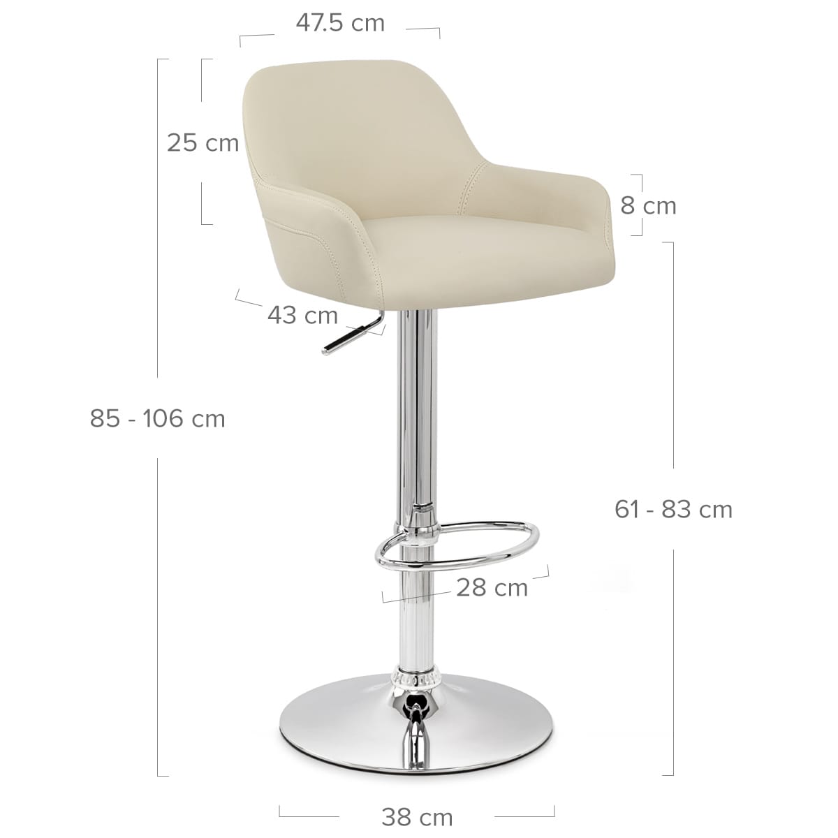 Taburete Polipiel Cromo - Sassi Crema