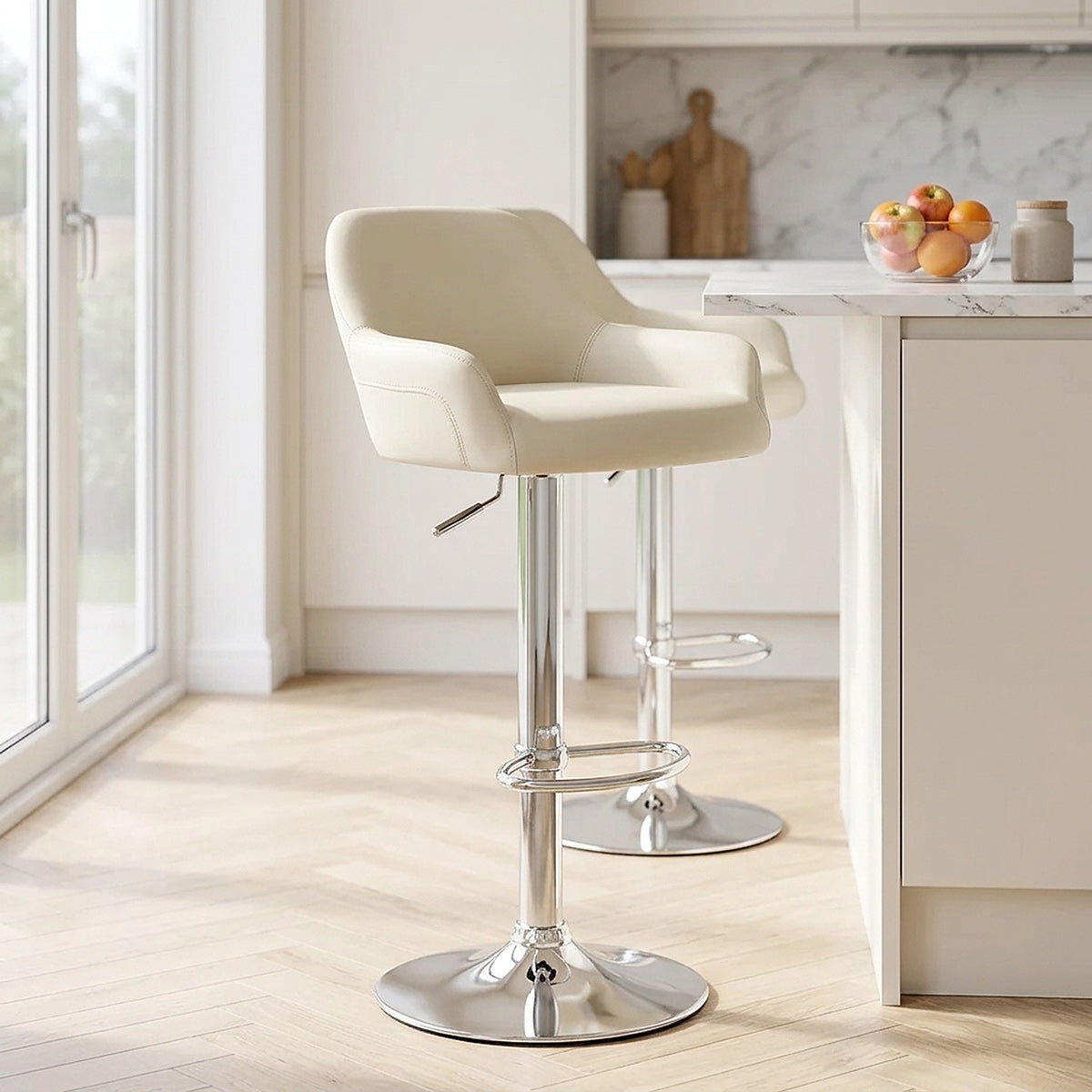 Taburete Polipiel Cromo - Sassi Crema