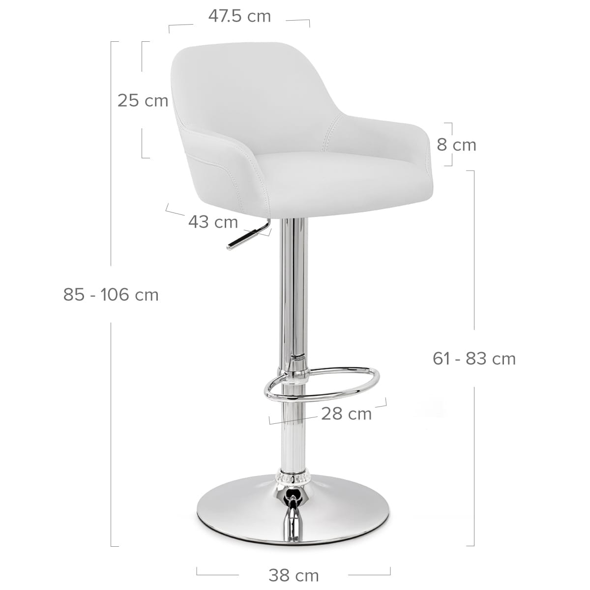 Taburete Polipiel Cromo - Sassi Blanco