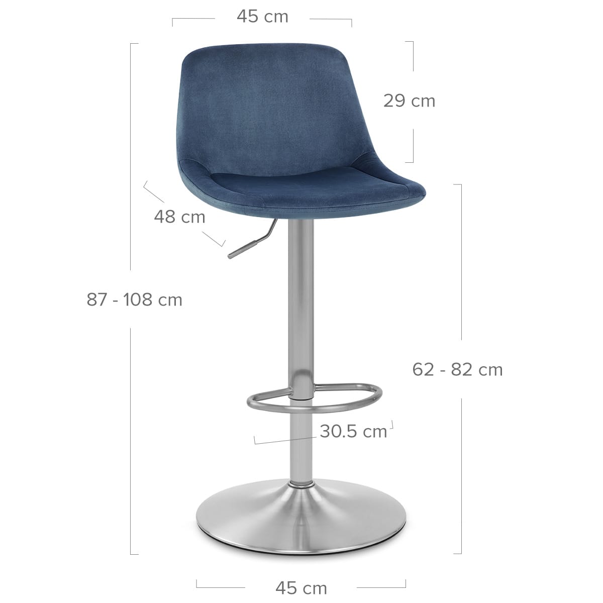 Taburete Terciopelo Satinado - Scoop Azul