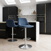 Taburete Terciopelo Satinado - Scoop Azul