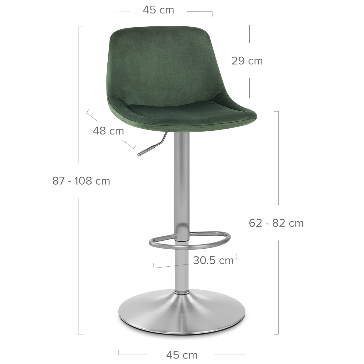 Taburete Terciopelo Satinado - Scoop Verde