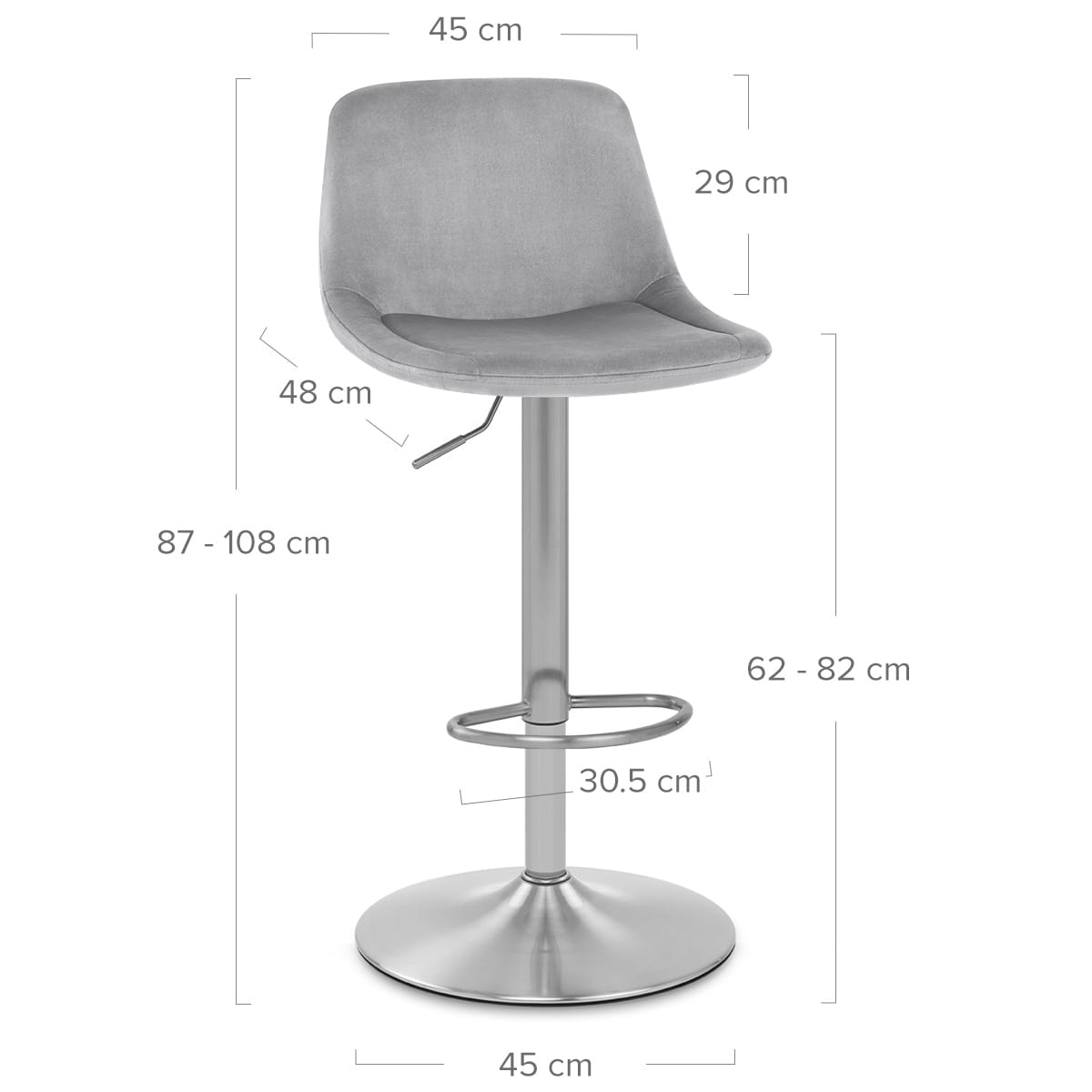 Taburete Terciopelo Satinado - Scoop Gris