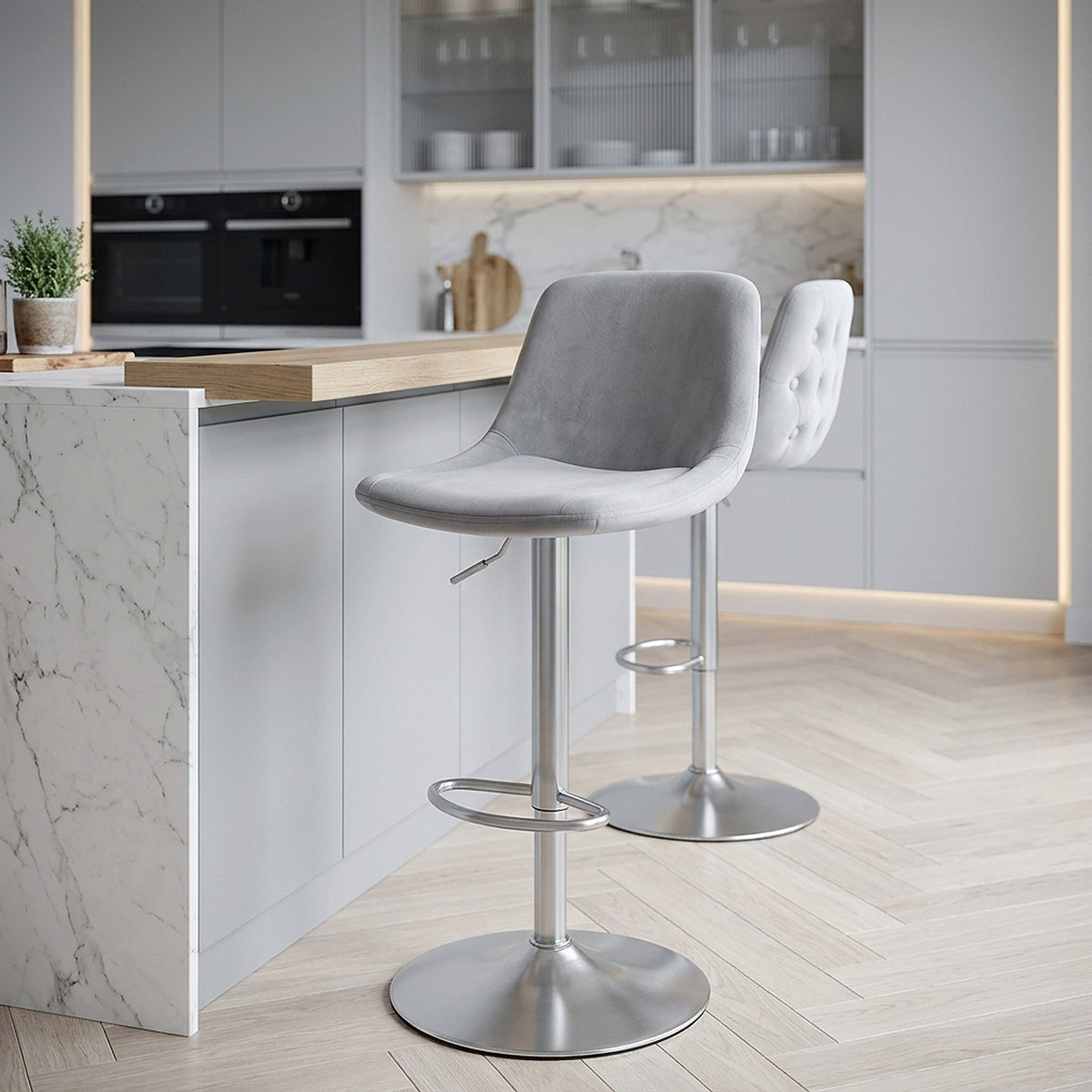 Taburete Terciopelo Satinado - Scoop Gris