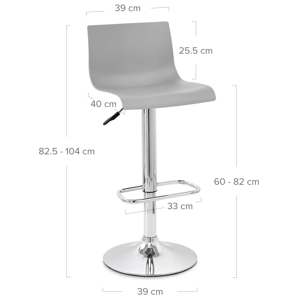 Taburete Plástico Cromo - Serena Gris