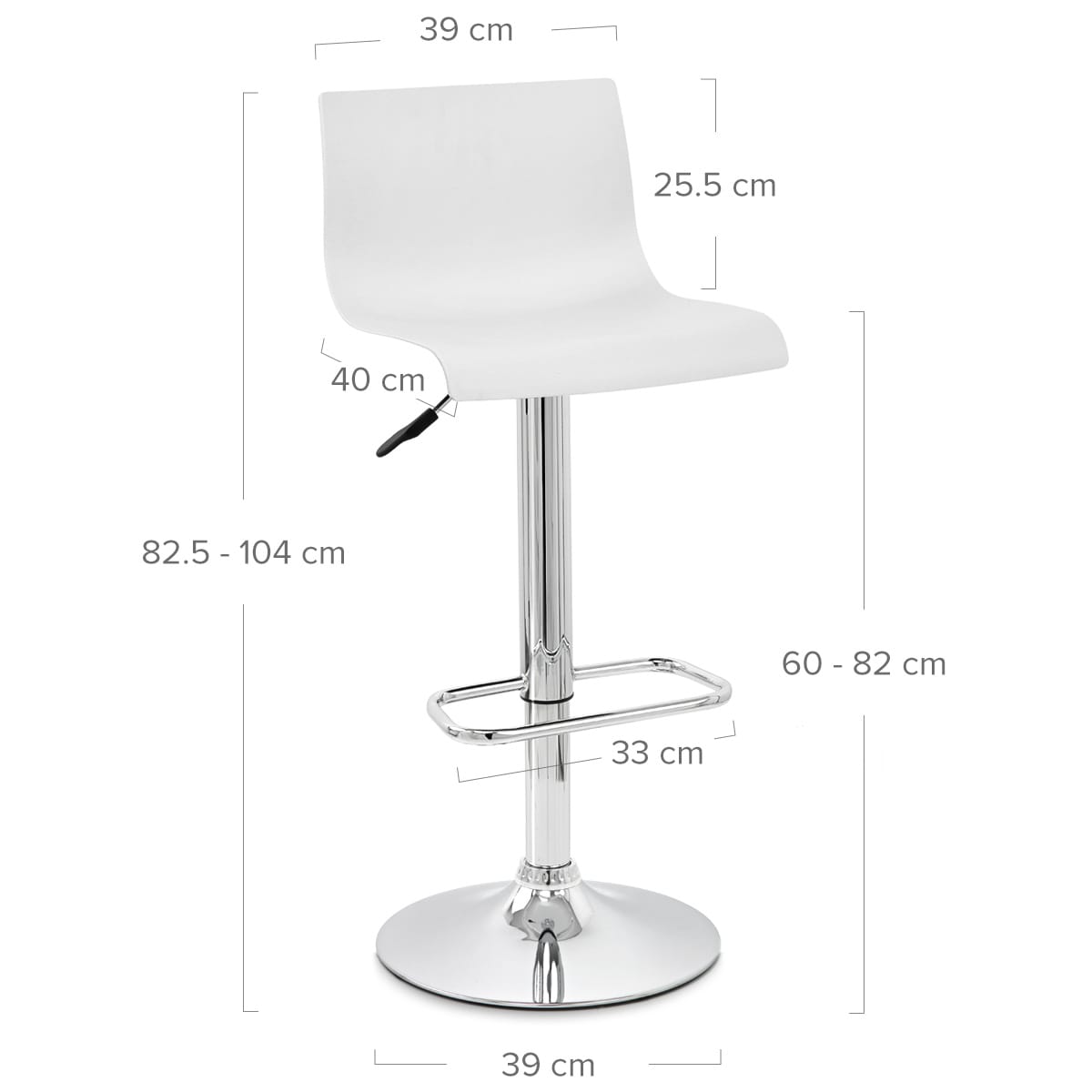 Taburete Plástico Cromo - Serena Blanco