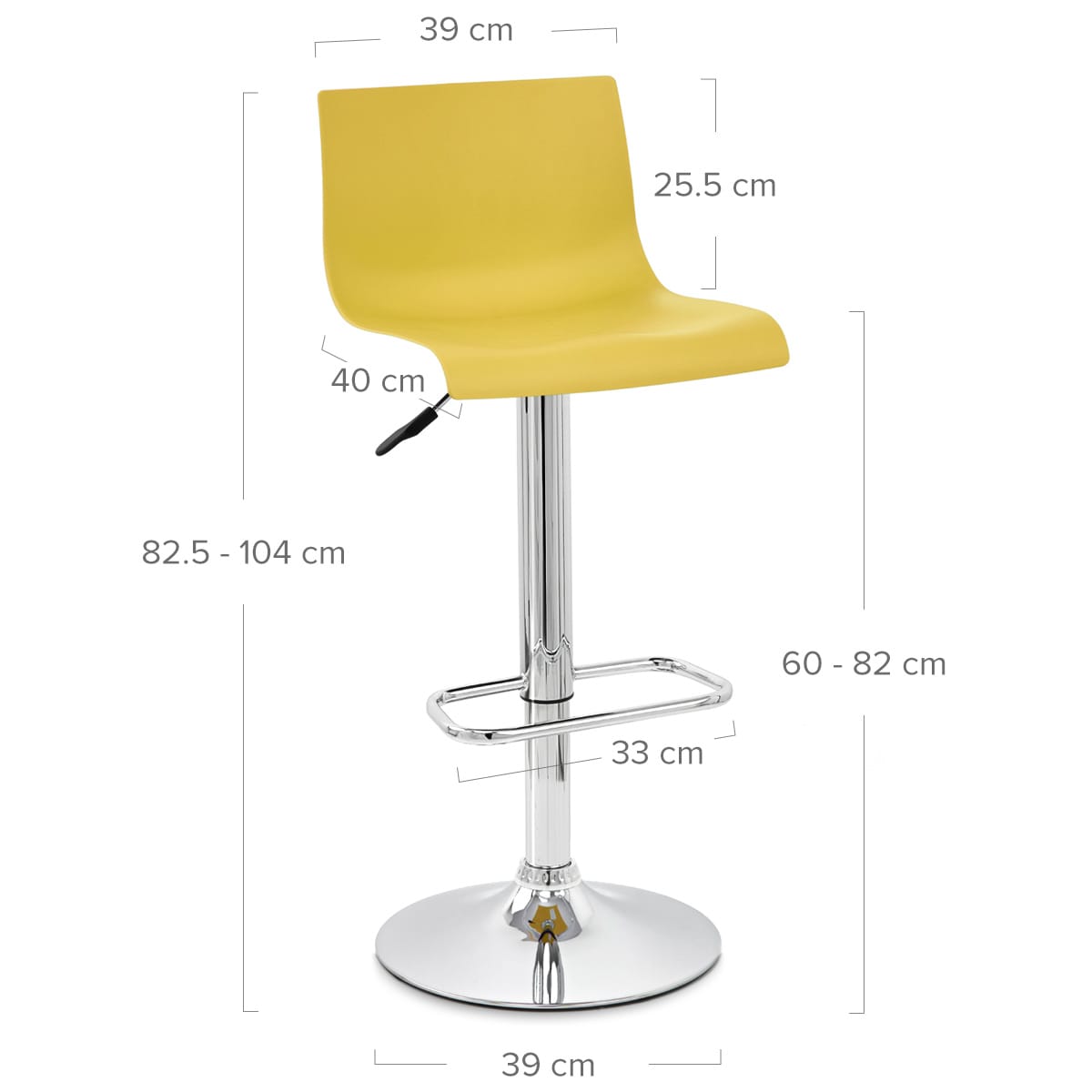 Taburete Plástico Cromo - Serena Amarillo