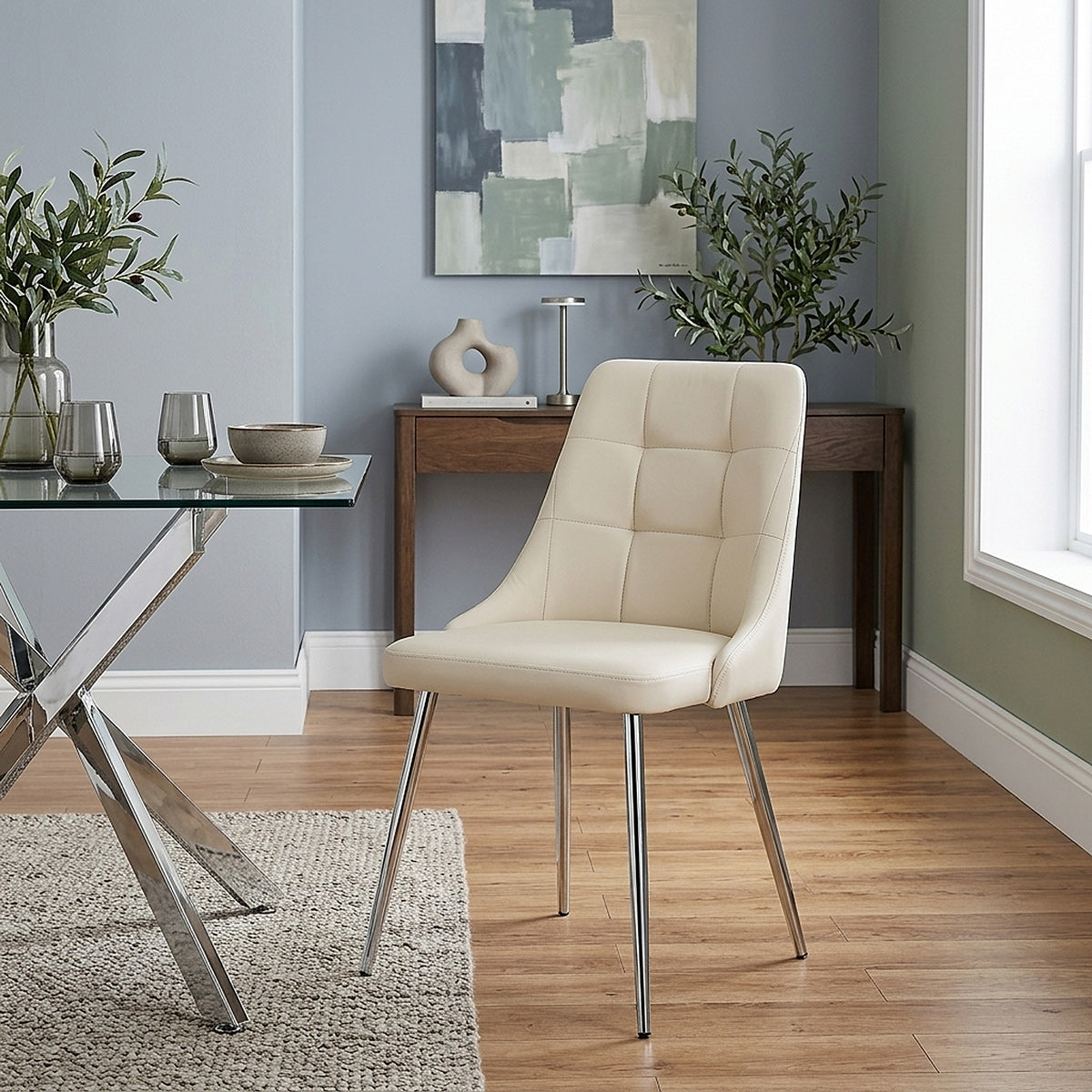 Silla Polipiel Cromo - Shanghai Crema