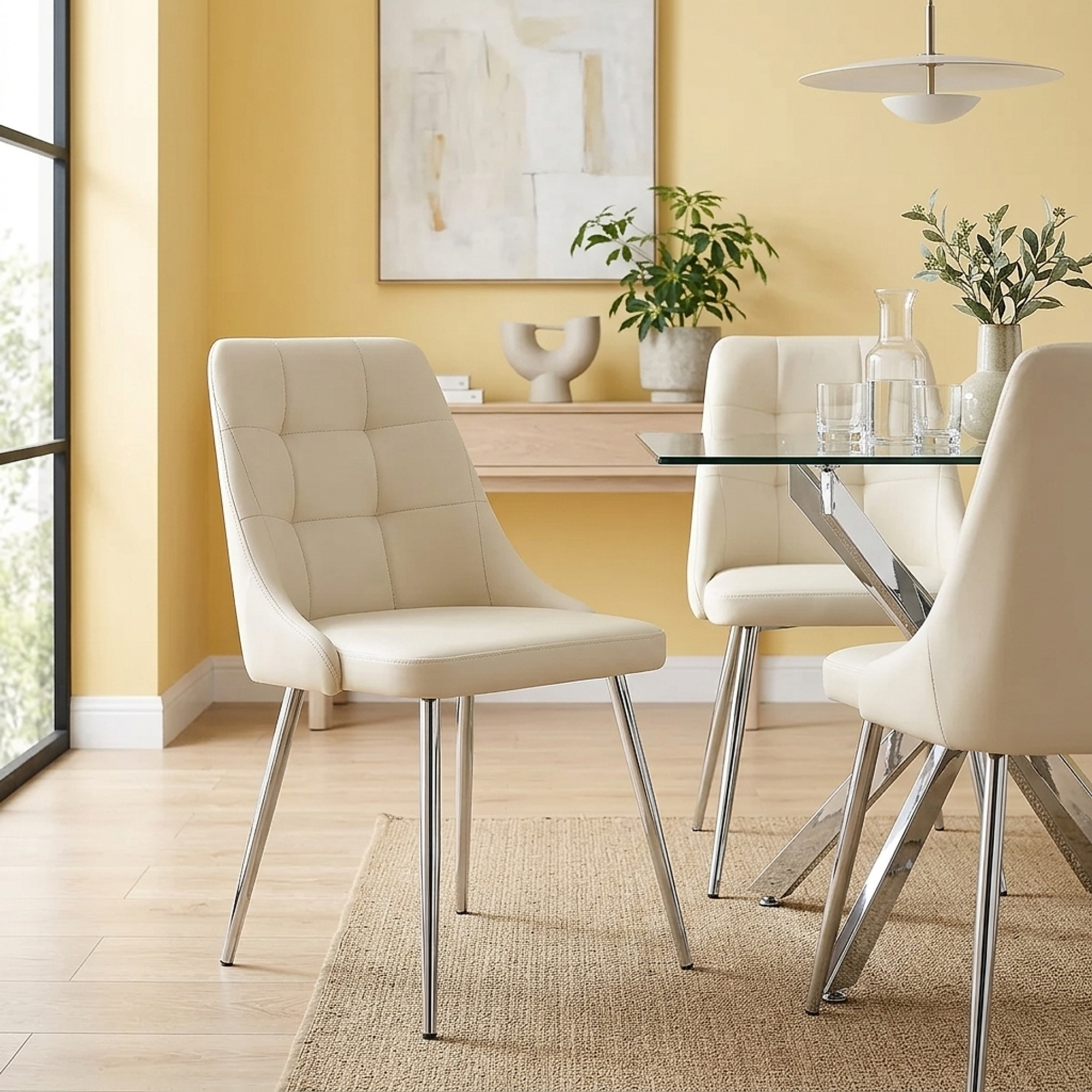 Silla Polipiel Cromo - Shanghai Crema