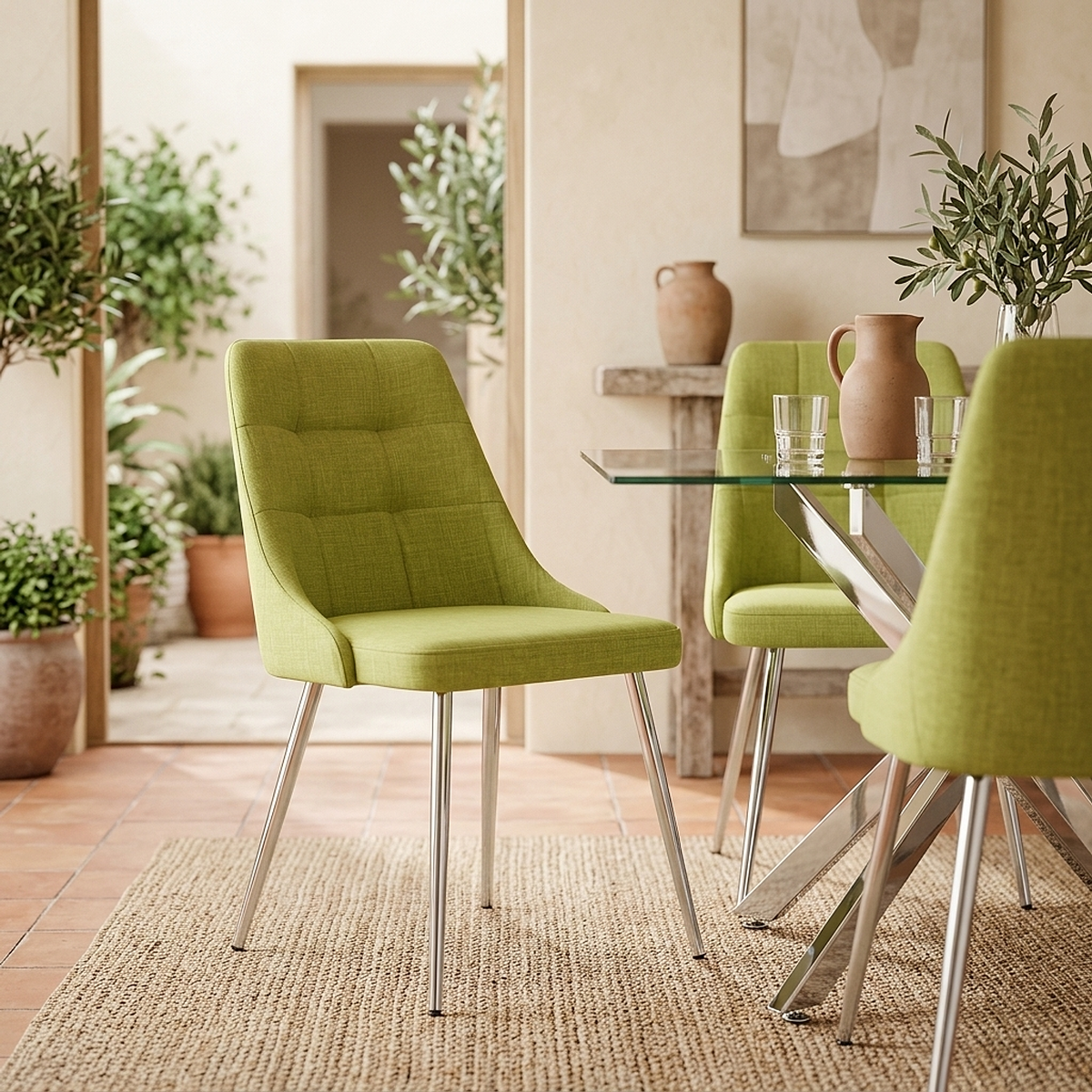 Silla Tela Cromo - Shanghai Verde