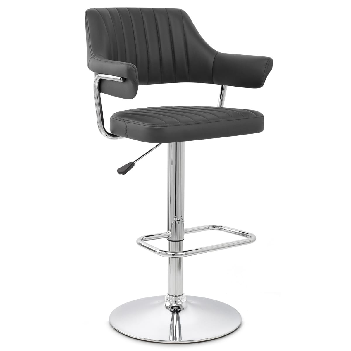 Taburete Polipiel Cromo - Skyline Negro