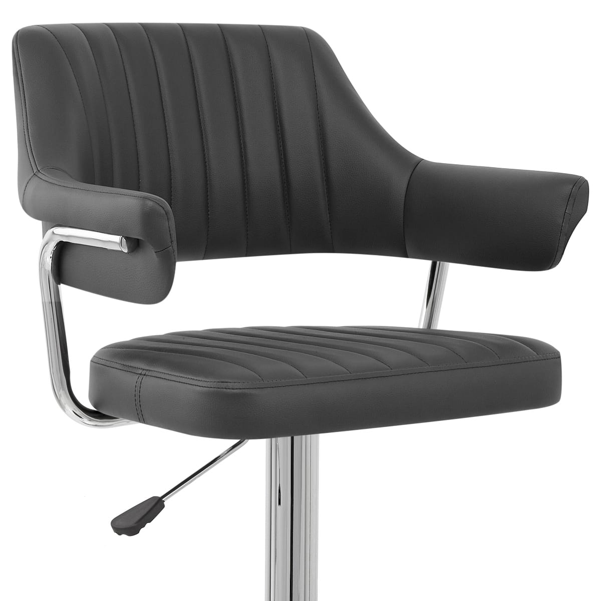 Taburete Polipiel Cromo - Skyline Negro