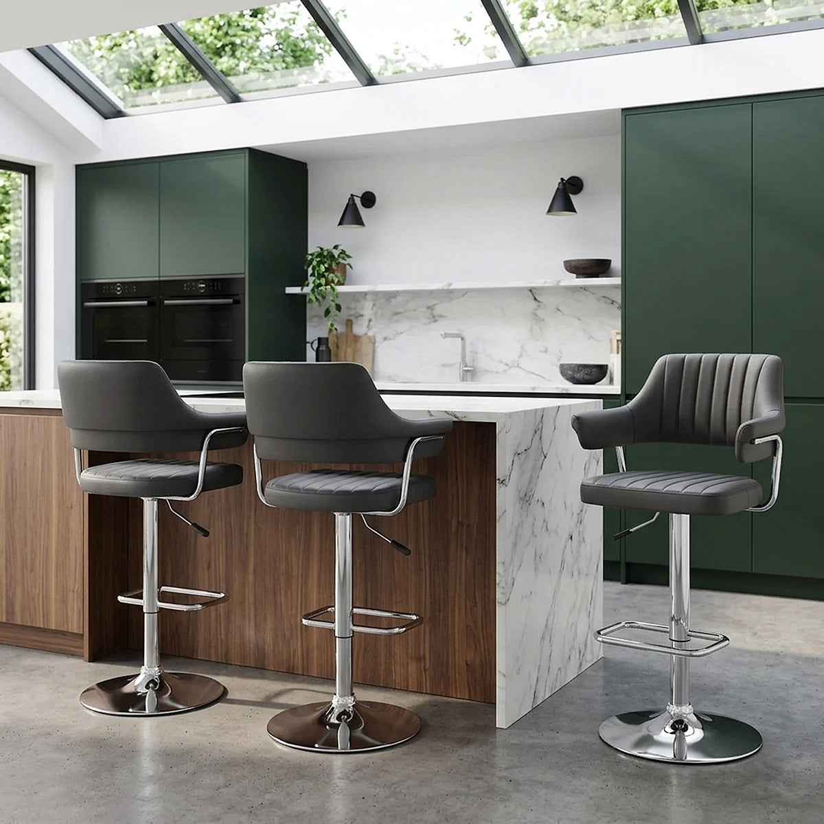 Taburete Polipiel Cromo - Skyline Negro