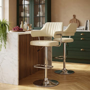 Taburete Polipiel Cromo - Skyline Crema