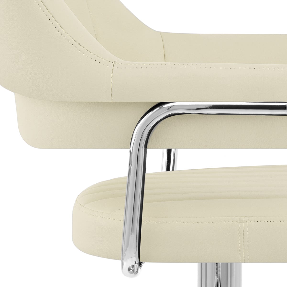 Taburete Polipiel Cromo - Skyline Crema