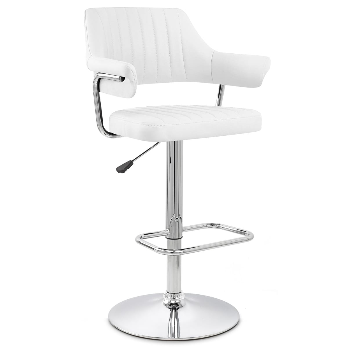 Taburete Polipiel Cromo - Skyline Blanco