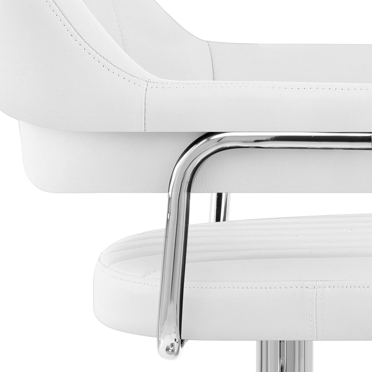 Taburete Polipiel Cromo - Skyline Blanco