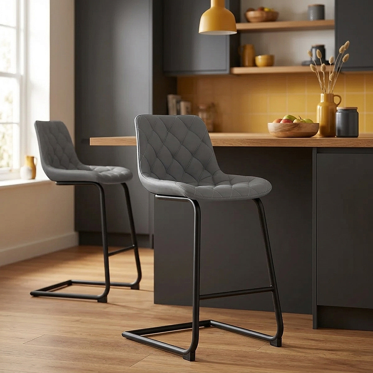 Taburete Polipiel Metal - Soho Gris