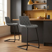 Taburete Polipiel Metal - Soho Gris