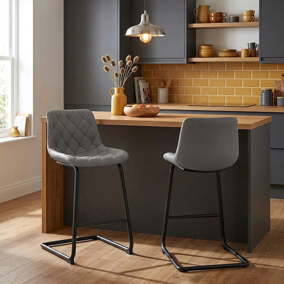 Taburete Polipiel Metal - Soho Gris