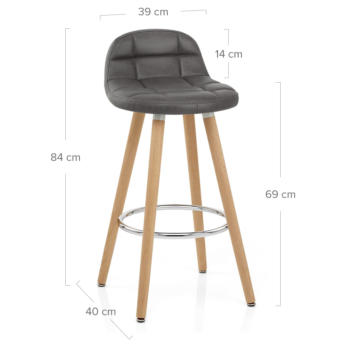 Taburete Polipiel Antiguo Madera - Sole Gris