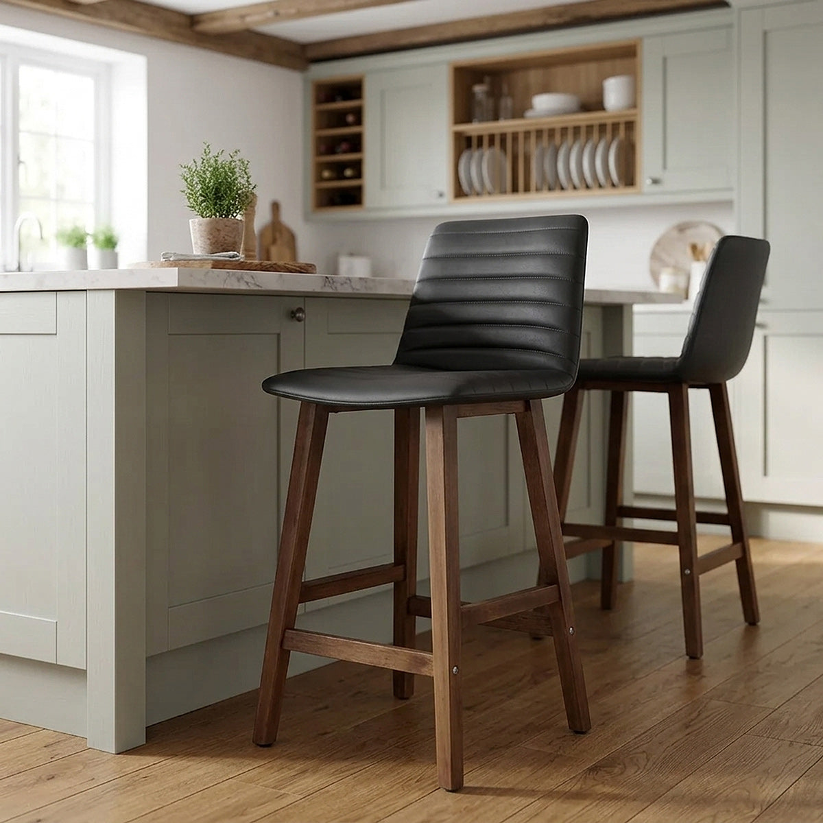 Taburete Polipiel Madera - Spritz Negro