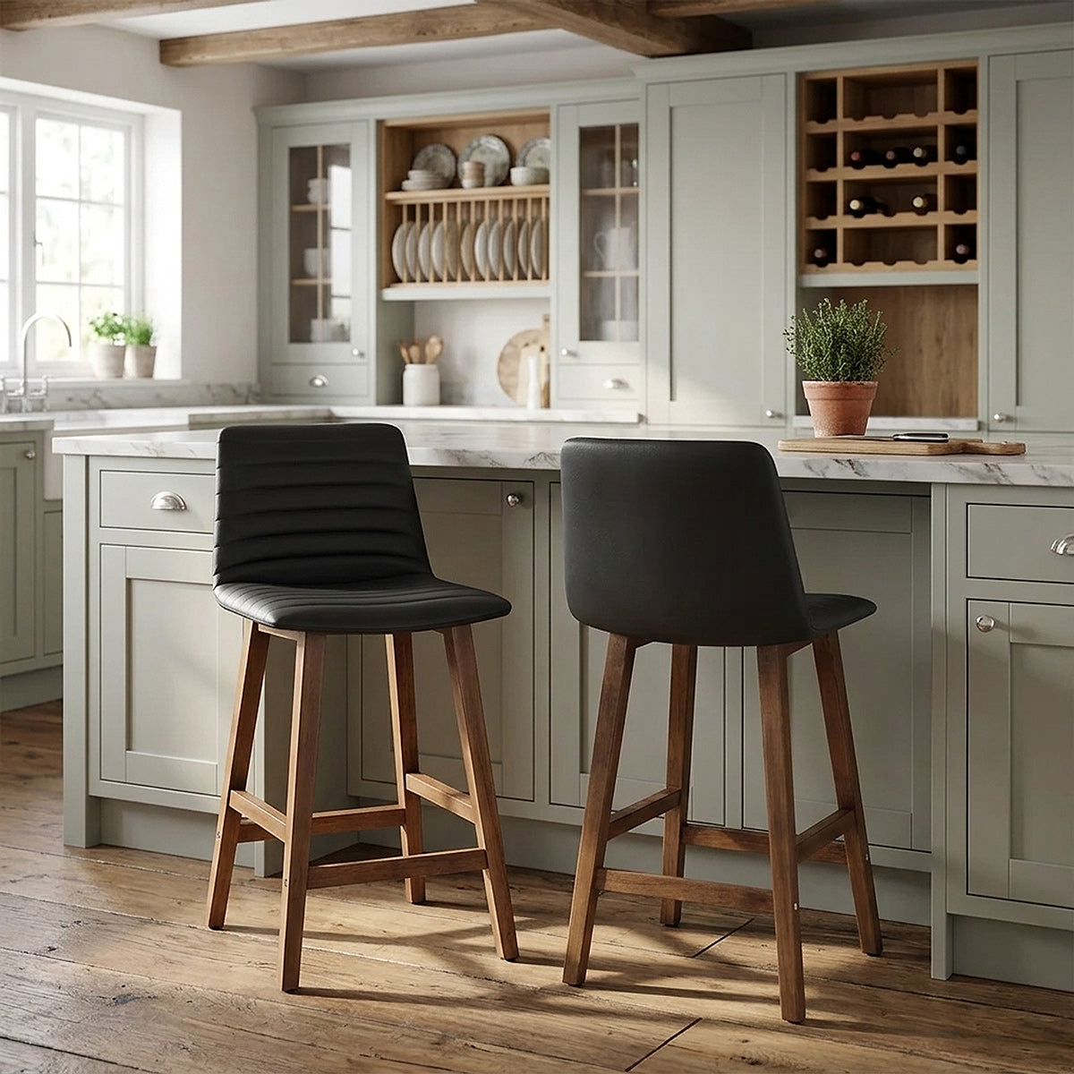 Taburete Polipiel Madera - Spritz Negro