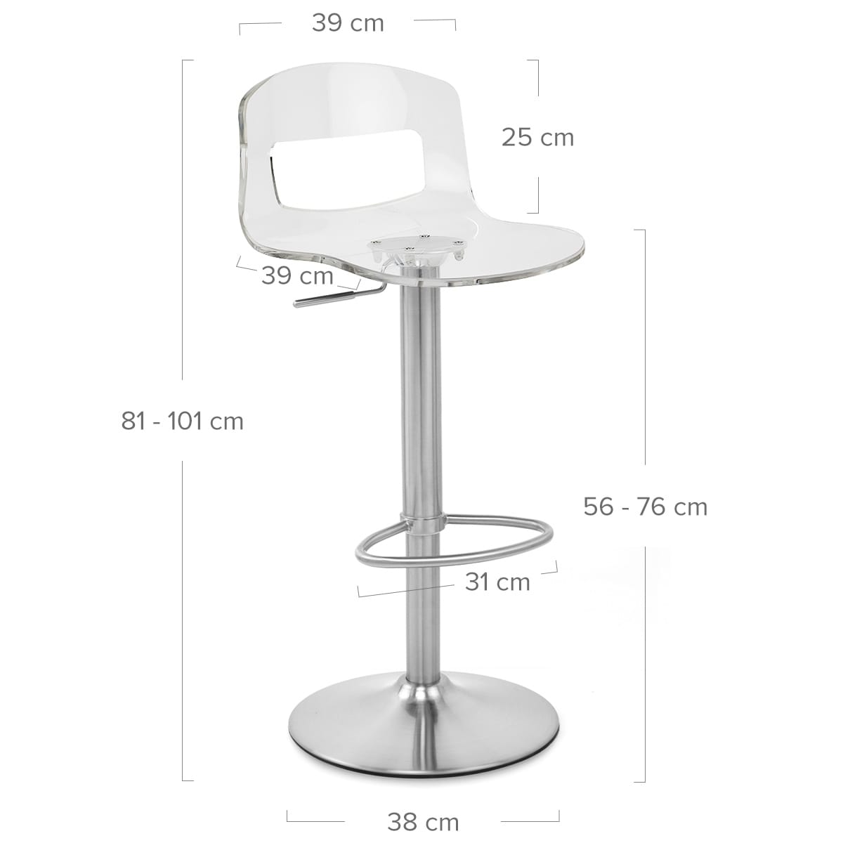 Silla de Bar Plástico Satinado - Stardust Transparente