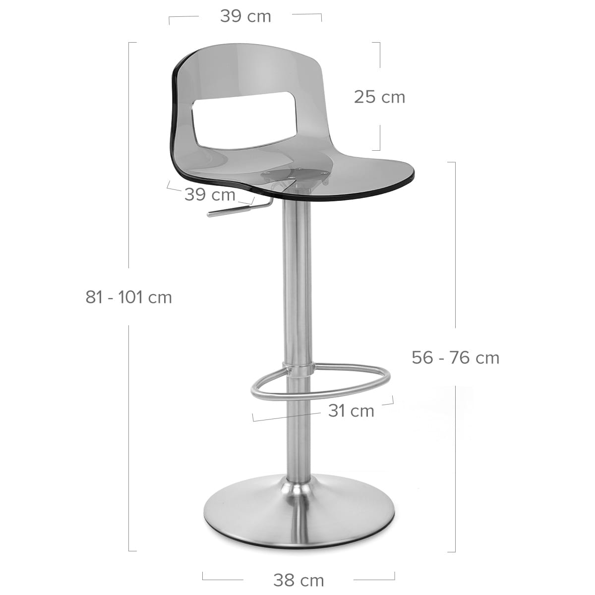 Silla de Bar Plástico Satinado - Stardust Gris