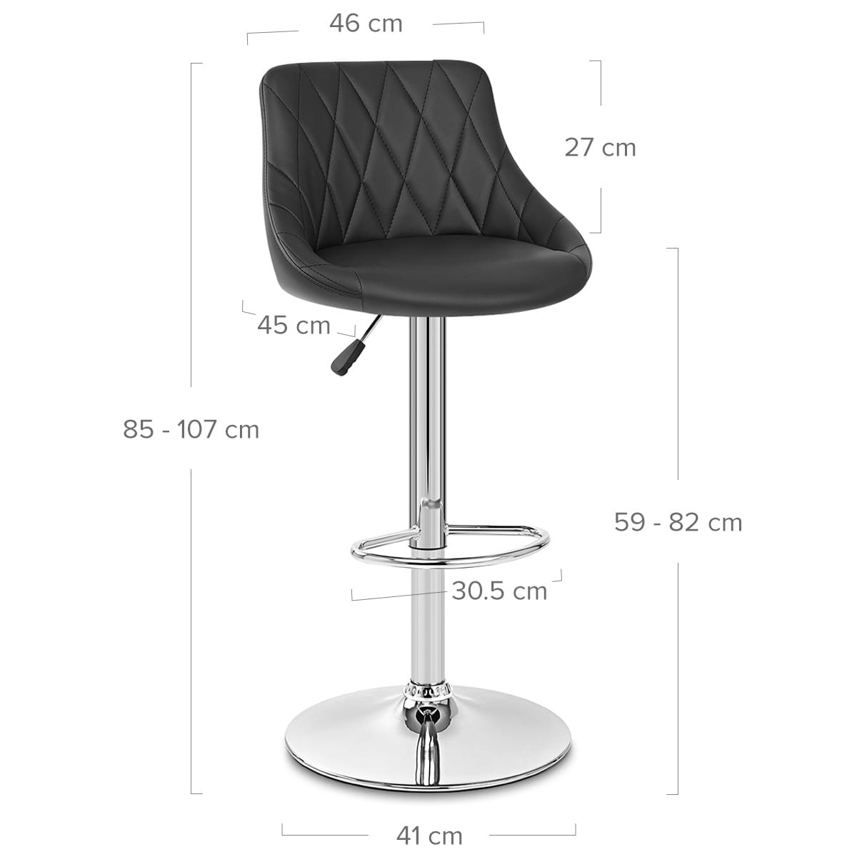 Taburete Polipiel Cromo - Stitch Negro