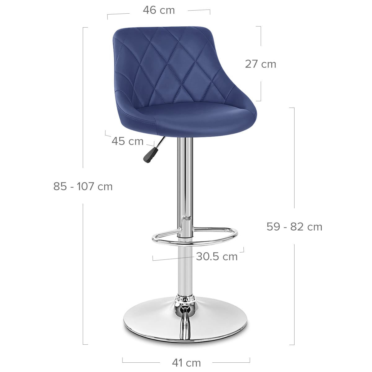 Taburete Polipiel Cromo - Stitch Azul