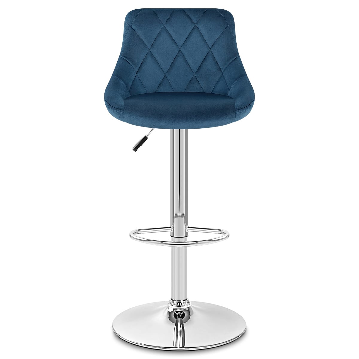 Taburete Terciopelo Cromo - Stitch Azul