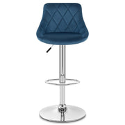 Taburete Terciopelo Cromo - Stitch Azul