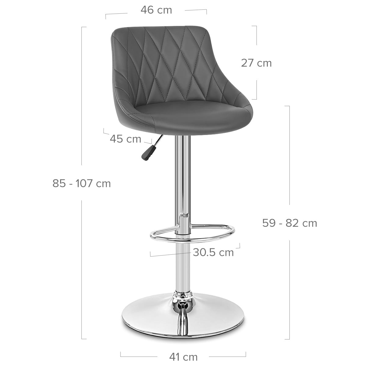 Taburete Polipiel Cromo - Stitch Gris