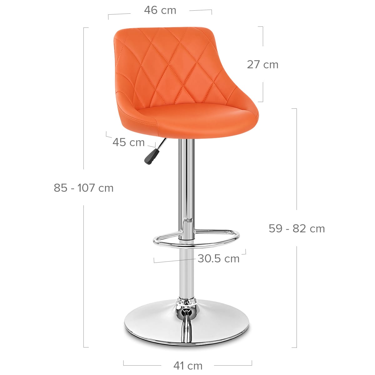 Taburete Polipiel Cromo - Stitch Naranja