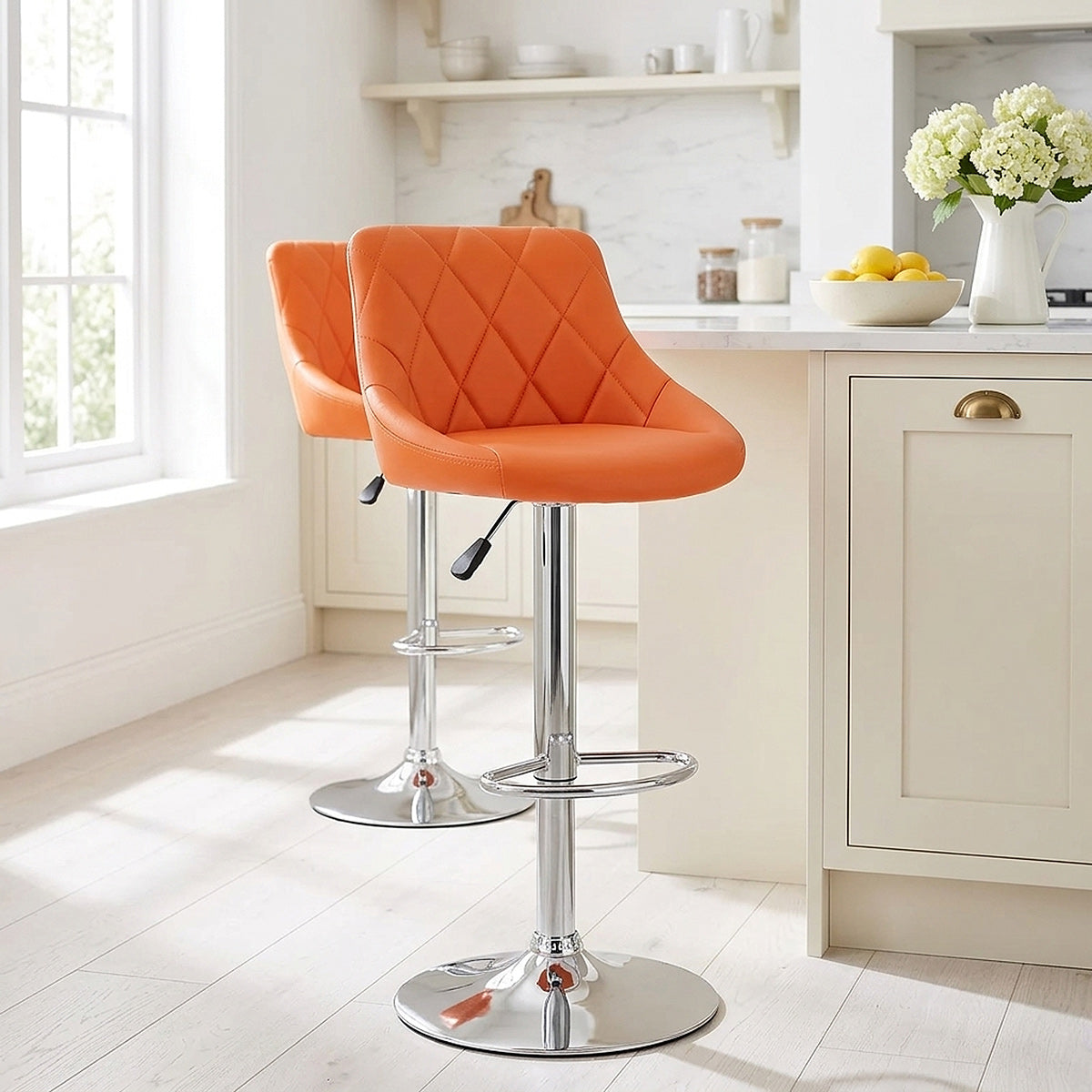 Taburete Polipiel Cromo - Stitch Naranja