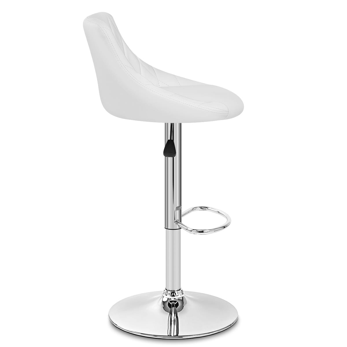 Taburete Polipiel Cromo - Stitch Blanco