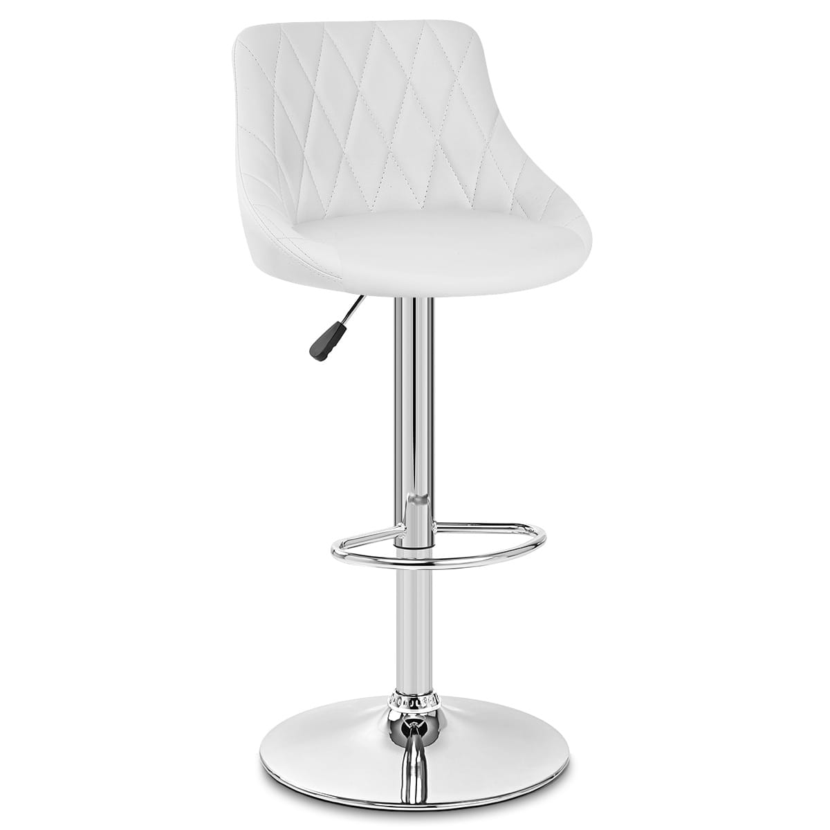 Taburete Polipiel Cromo - Stitch Blanco