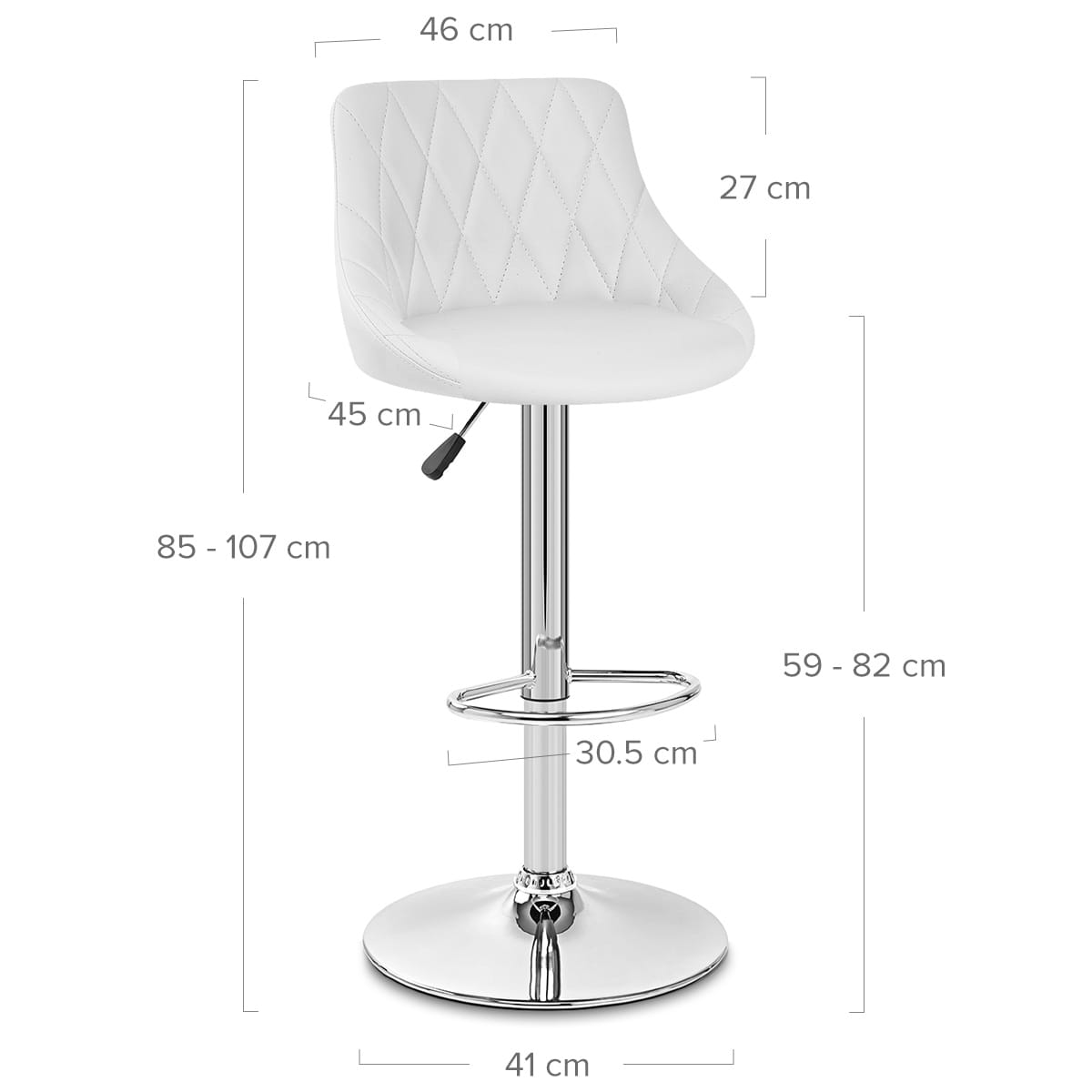 Taburete Polipiel Cromo - Stitch Blanco