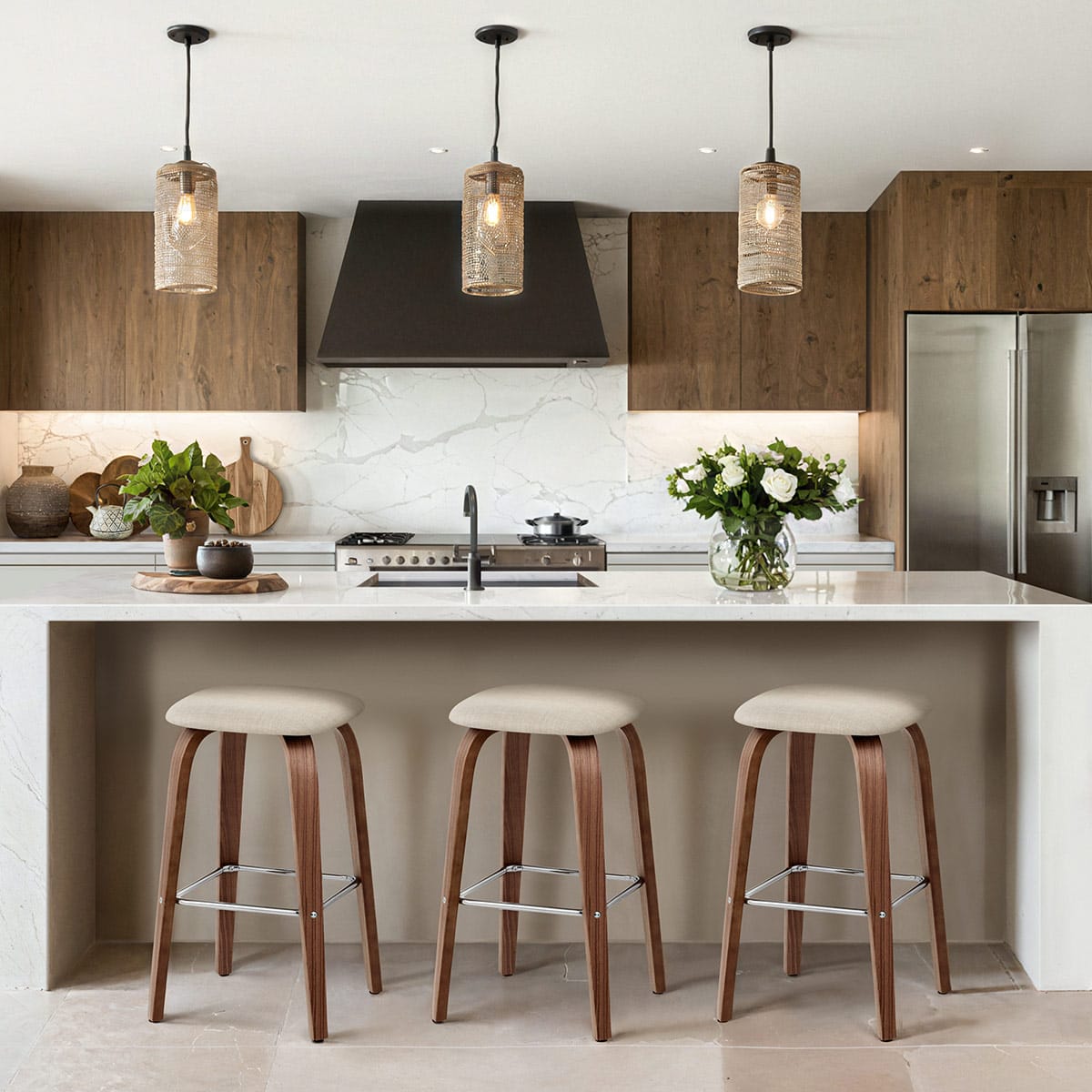 Taburete Tela Madera - Stockholm Crema
