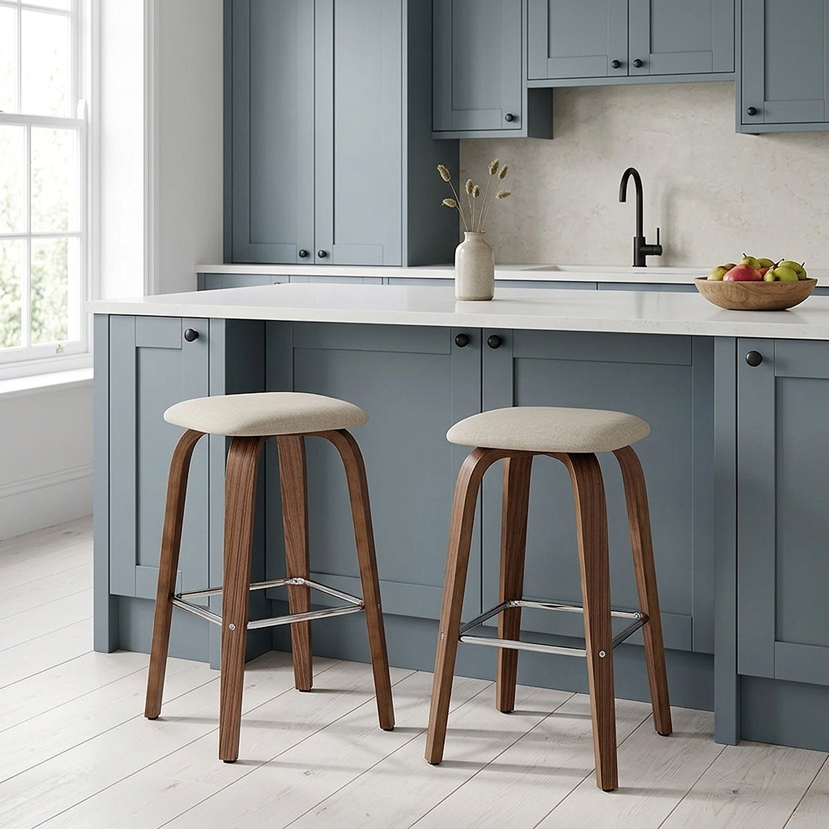 Taburete Tela Madera - Stockholm Crema