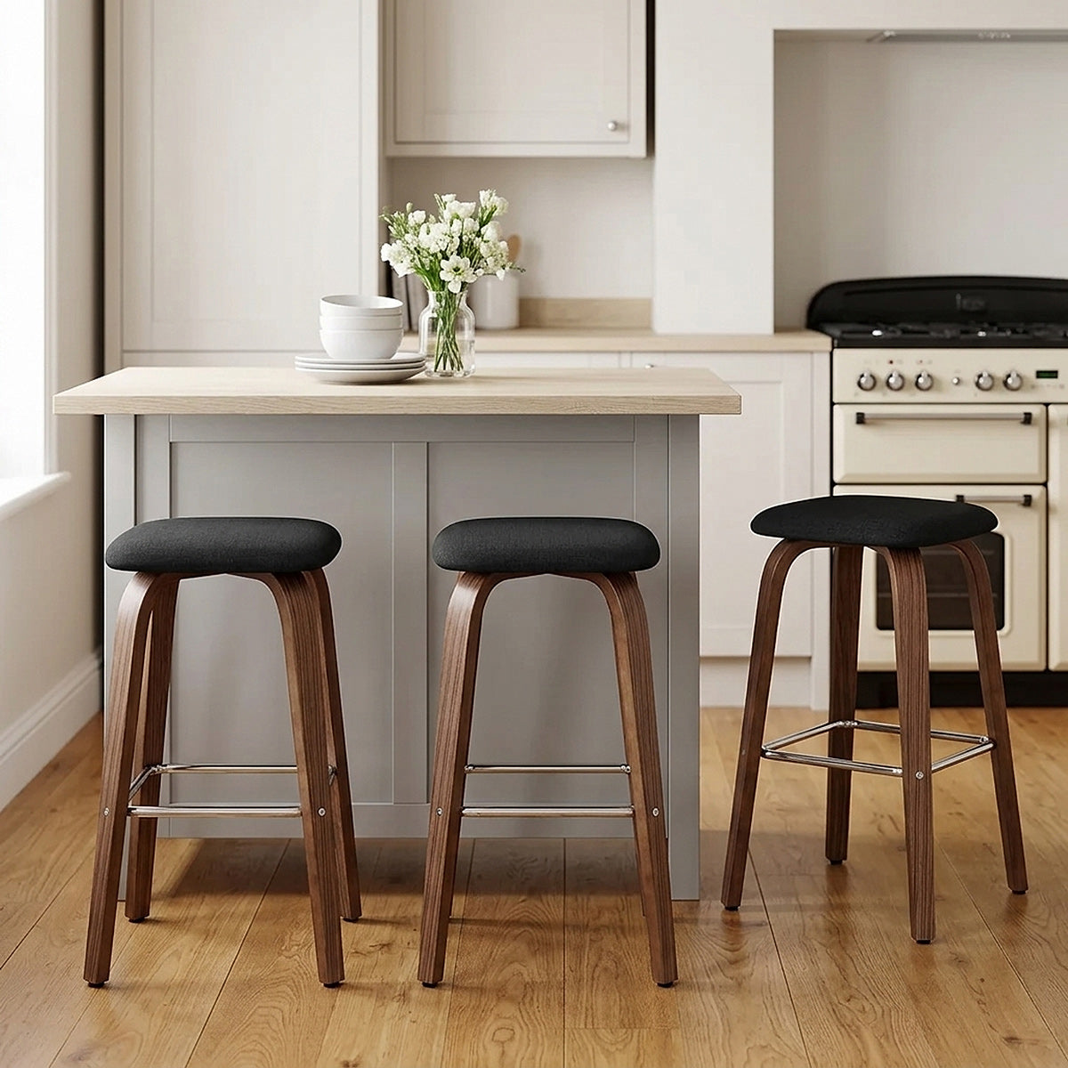 Taburete Tela Madera - Stockholm Negro
