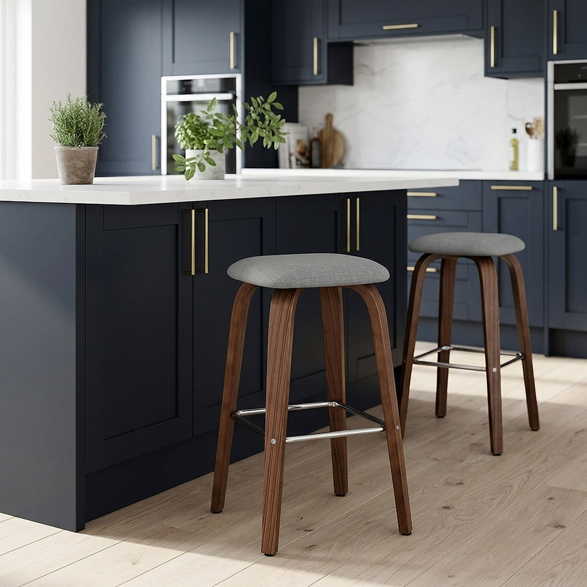 Taburete Tela Madera - Stockholm Gris