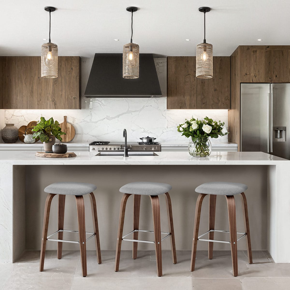 Taburete Tela Madera - Stockholm Gris