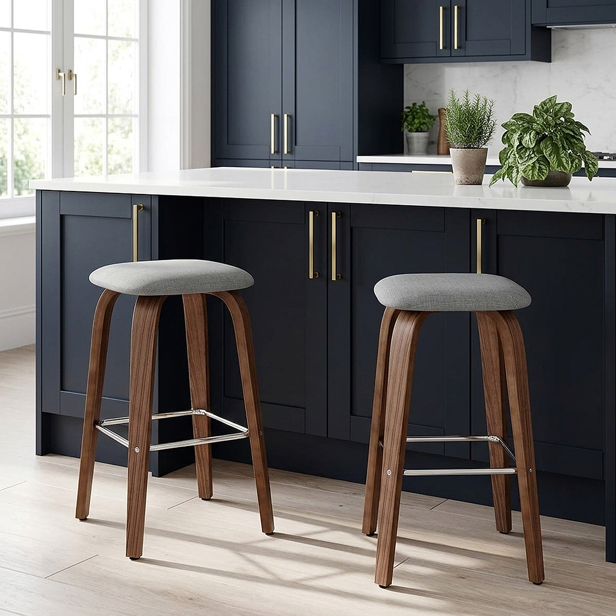 Taburete Tela Madera - Stockholm Gris