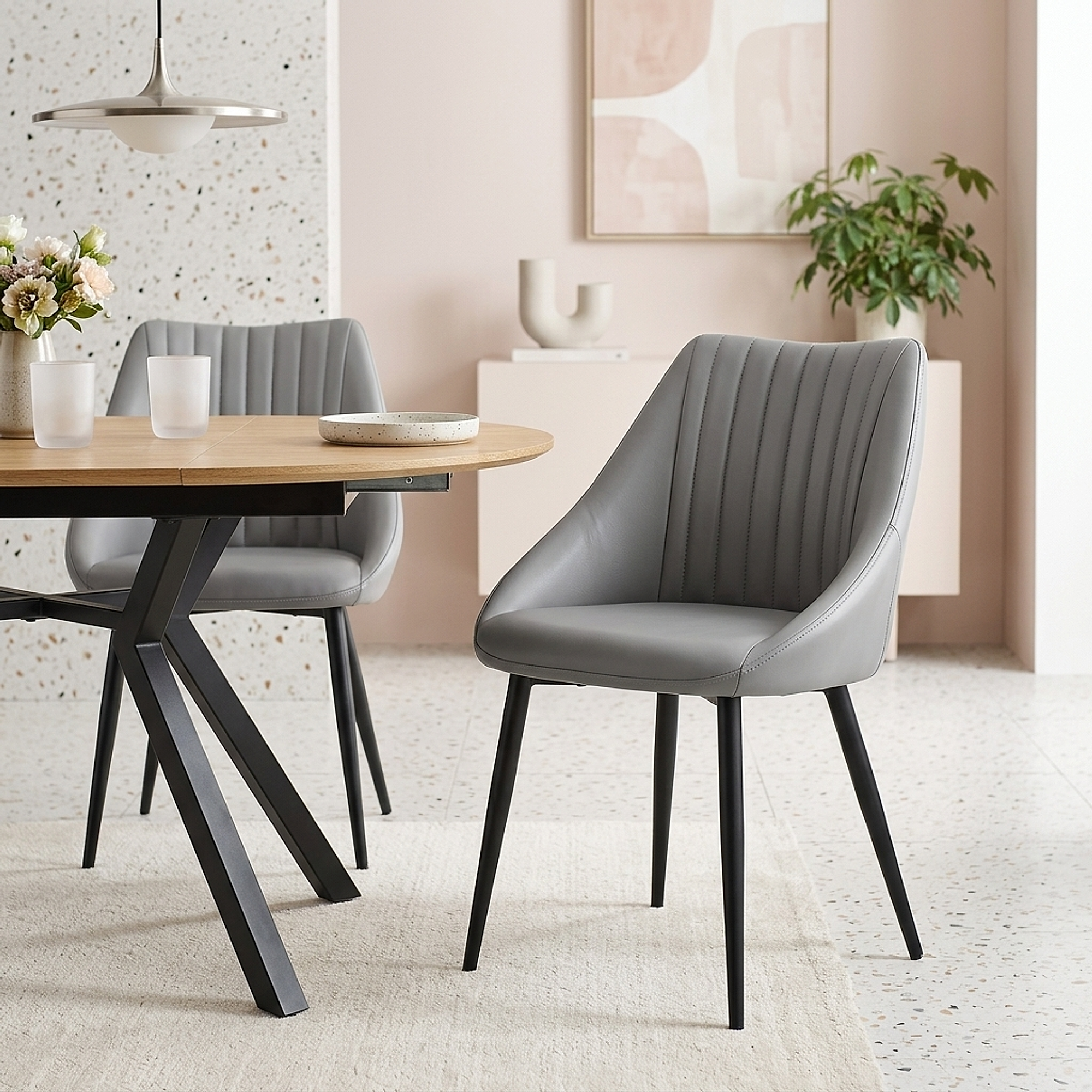 Silla Cuero Auténtico - Strata Gris
