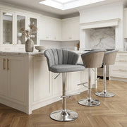 Taburete Polipiel Cromo - Symphony Gris